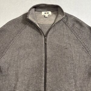 SWEATER MERINO WOOL MEN XXL Joseph Abboud Classic Zip  Blend‎ BRN/GRY STRIPE
